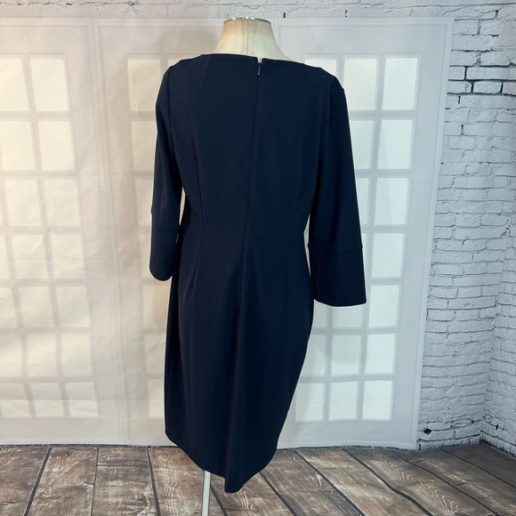 Calvin Klein navy blue long sleeve sheath dress size 14 - Picture 7 of 11